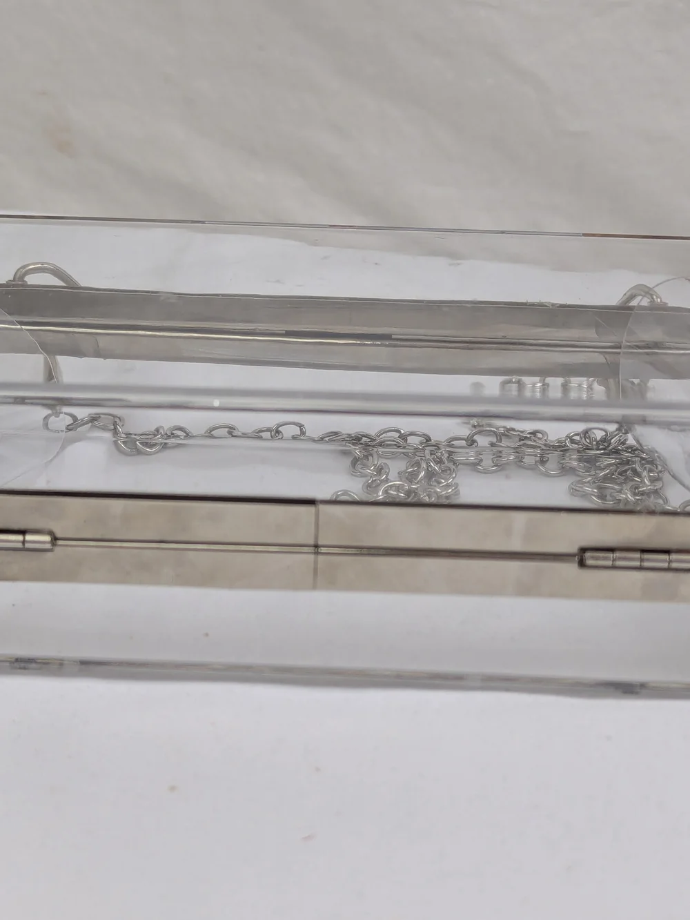 Clear Acrylic Box Crossbody Bag with Silver Chain